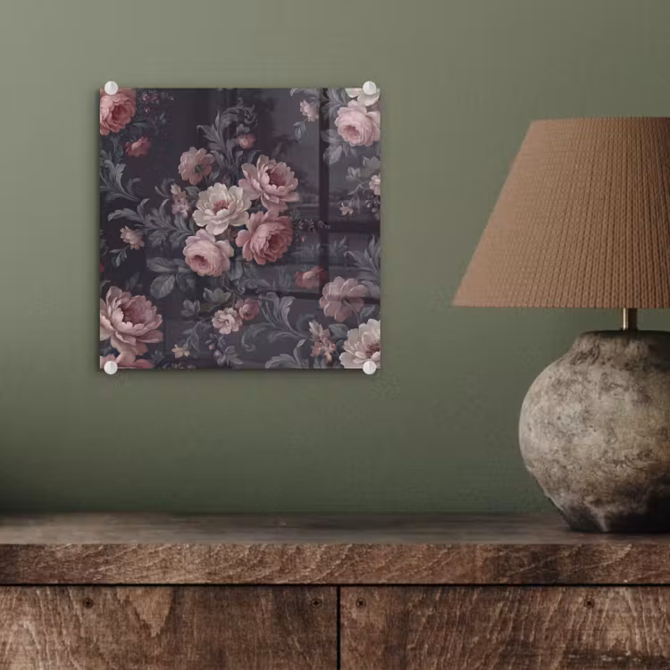 Bloemen - Patroon - Sierlijk - Roze - Donker plexiglas 5mm klein -sfeer3