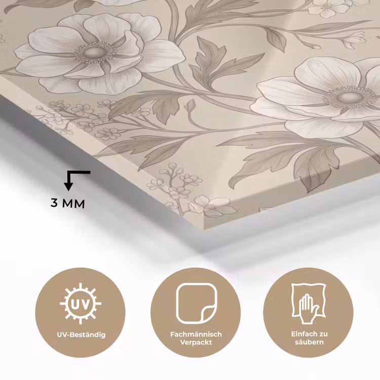 Bloemen - Patroon - Beige plexiglas 5mm klein -wsfeer2_DE