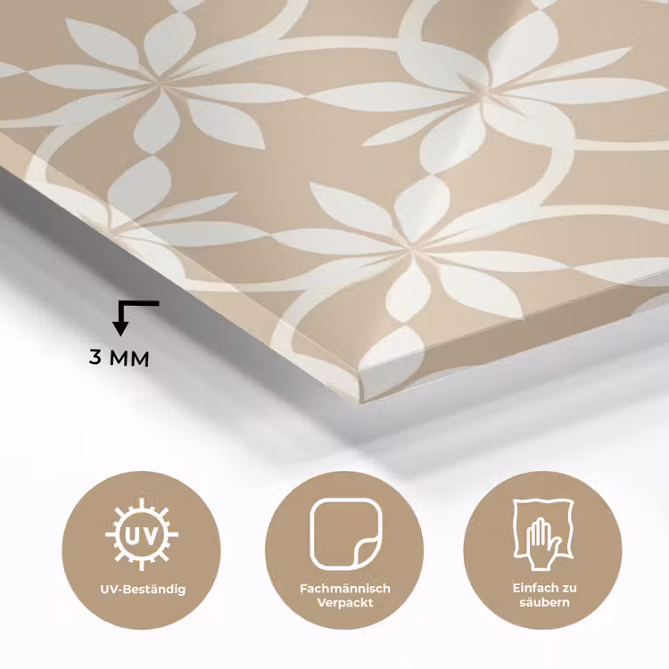 Bloemen - Patroon - Beige plexiglas 5mm klein 11 -wsfeer2_DE