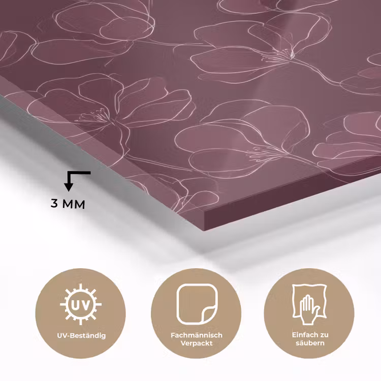 Bloemen - Patroon - Bordeauxrood plexiglas 5mm klein 11 -wsfeer2_DE