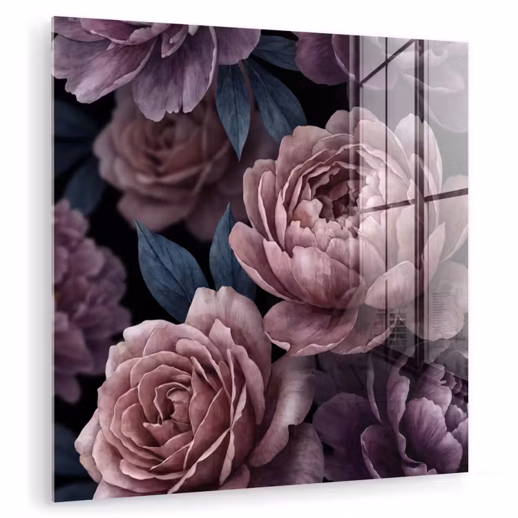 Bloemen - Patroon - Donker - Botanisch - Paars plexiglas 5mm klein -zzzproduct_nieuw