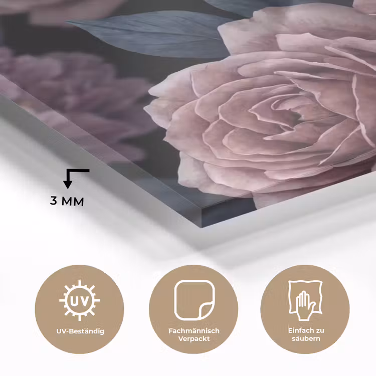 Bloemen - Patroon - Donker - Botanisch - Paars plexiglas 5mm klein -wsfeer2_DE