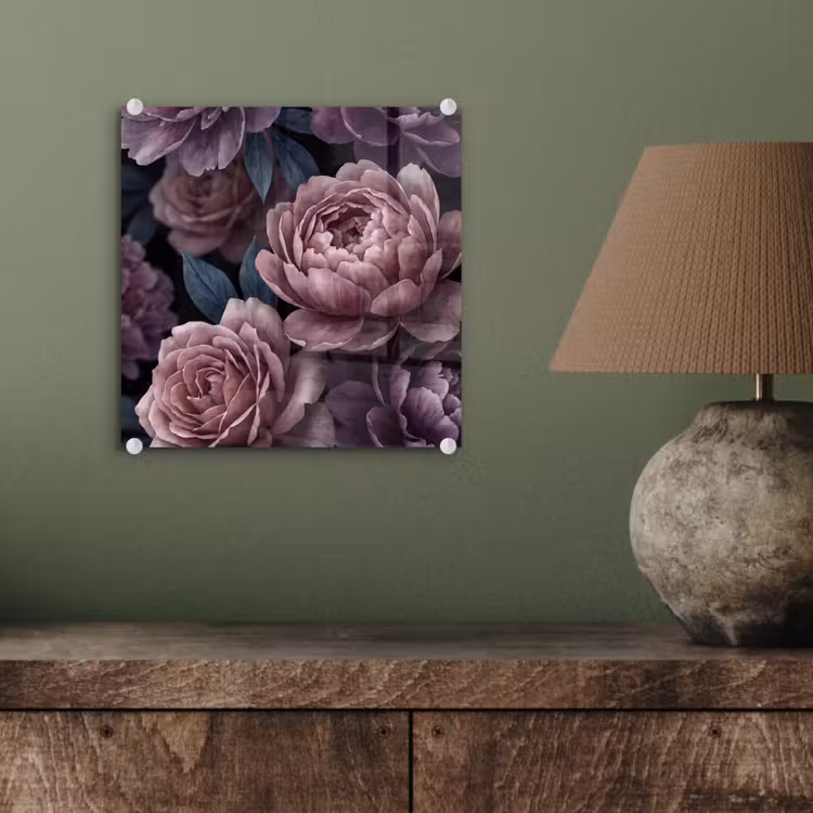 Bloemen - Patroon - Donker - Botanisch - Paars plexiglas 5mm klein -sfeer3
