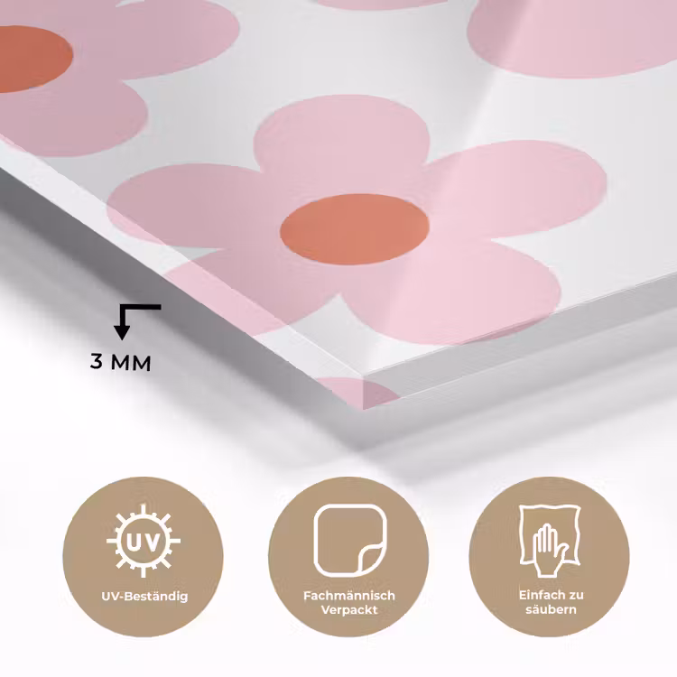 Bloemen - Patroon - Modern - Roze - Wit plexiglas 5mm klein -wsfeer2_DE