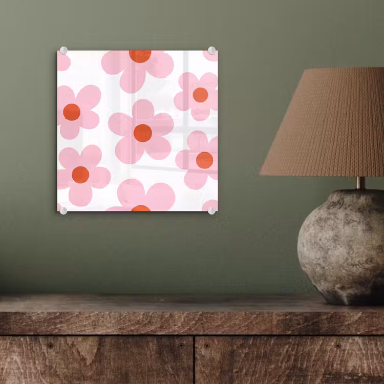 Bloemen - Patroon - Modern - Roze - Wit plexiglas 5mm klein -sfeer3