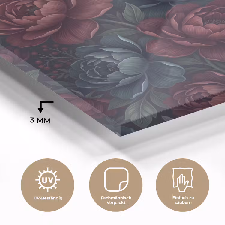 Bloemen - Patroon - Natuur - Klassiek - Donker plexiglas 5mm klein -wsfeer2_DE