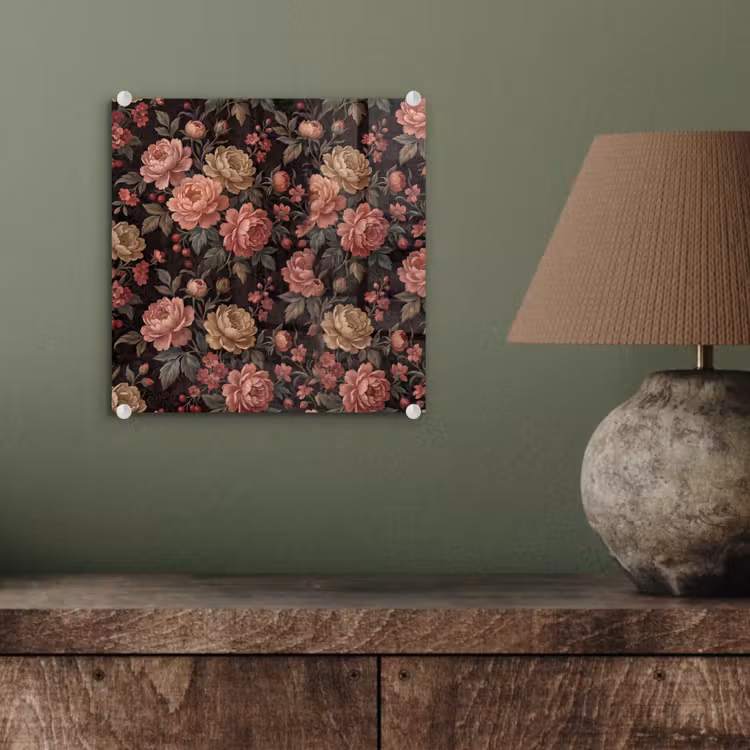 Bloemen - Patroon - Natuur - Vintage - Roze plexiglas 5mm klein -sfeer3