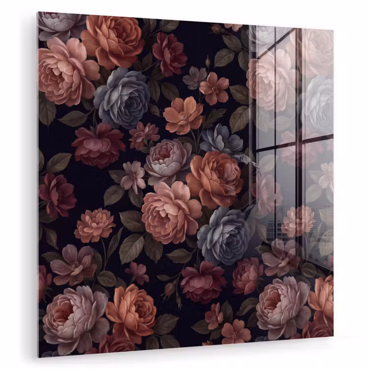 Bloemen - Patroon - Vintage - Donker - Roze plexiglas 5mm klein -zzzproduct_nieuw
