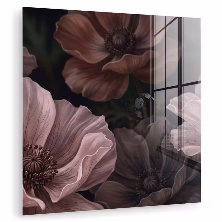Bloemen - Natuur - Roze - Donker - Modern plexiglas 5mm klein -zzzproduct_nieuw