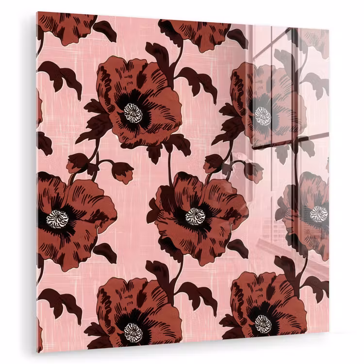 Bloemen - Retro - Rood plexiglas 5mm klein 11 -zzzproduct_nieuw