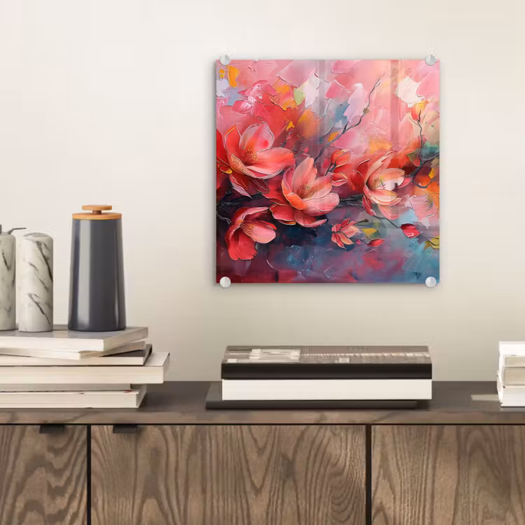 Bloemen - Roze - Watercolor - Natuur- Kunst plexiglas 5mm klein -sfeer1
