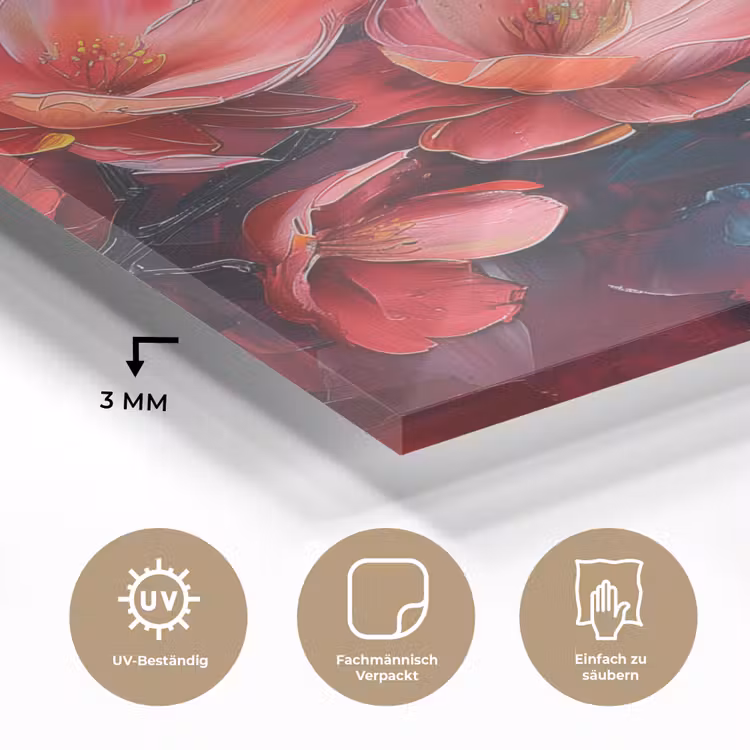 Bloemen - Roze - Watercolor - Natuur- Kunst plexiglas 5mm klein -wsfeer2_DE
