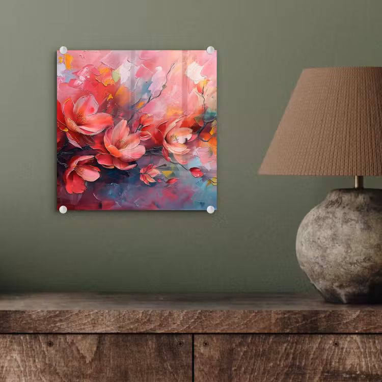 Bloemen - Roze - Watercolor - Natuur- Kunst plexiglas 5mm klein -sfeer3