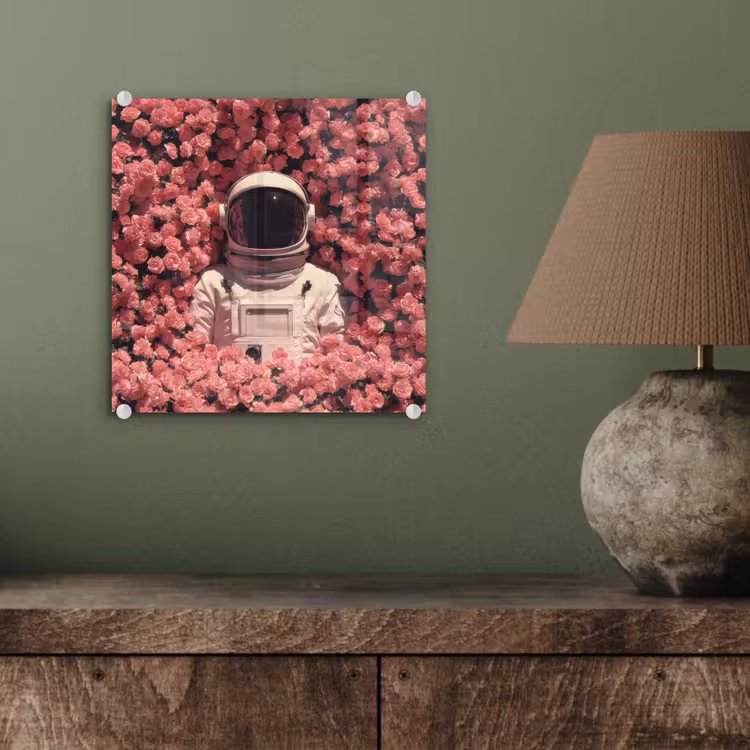 Bloemen - Roze - Astronaut plexiglas 5mm klein -sfeer3