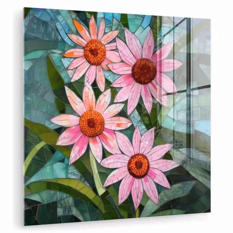 Bloemen - Roze - Glasmozaïek plexiglas 5mm klein -zzzproduct_nieuw