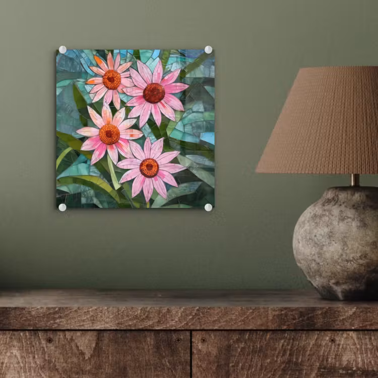 Bloemen - Roze - Glasmozaïek plexiglas 5mm klein -sfeer3