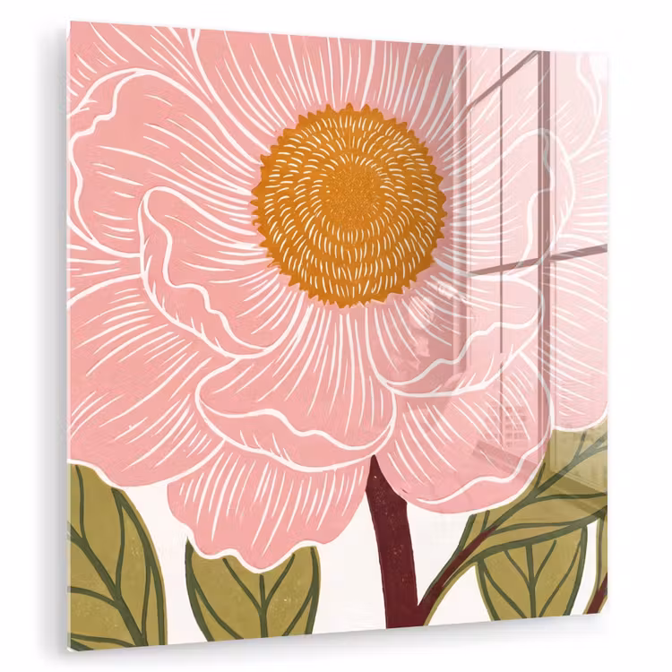 Glasbild - Blumen – Rosa – Illustration - Bloemen - Roze - Illustratie plexiglas 5mm klein