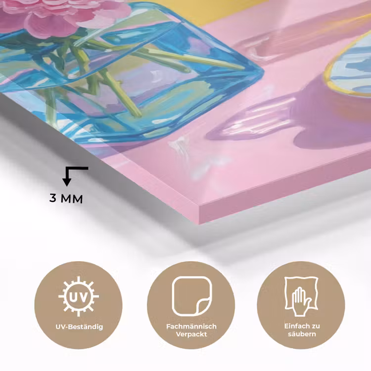 Glasbild - Blumen – Rosa – Modern - Bloemen - Roze - Modern plexiglas 5mm klein