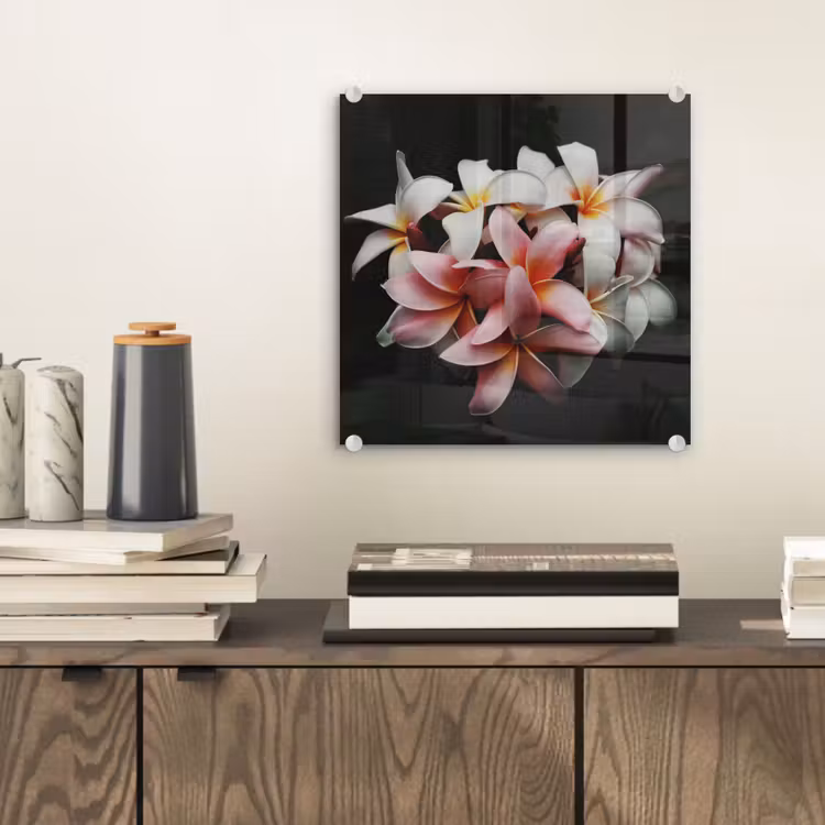 Bloemen - Roze - Zwart - Flora - Botanisch plexiglas 5mm klein -sfeer1