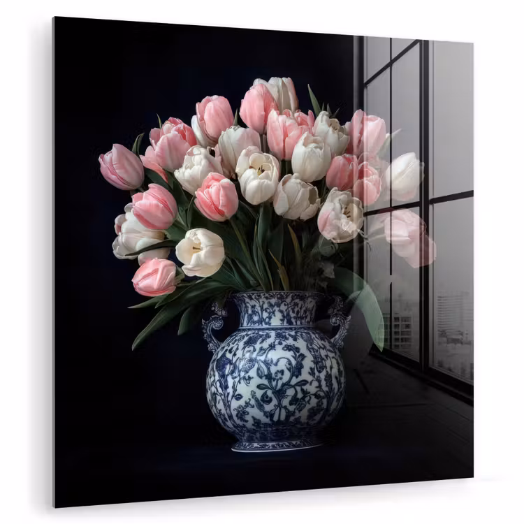 Bloemen - Roze - Tulpen - Vaas plexiglas 5mm klein -zzzproduct_nieuw
