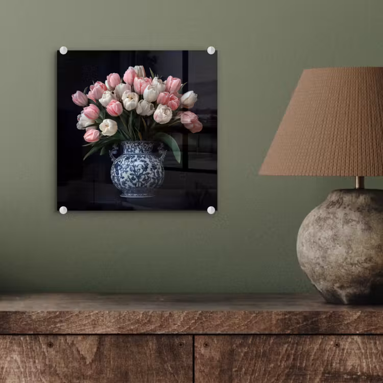 Bloemen - Roze - Tulpen - Vaas plexiglas 5mm klein -sfeer3