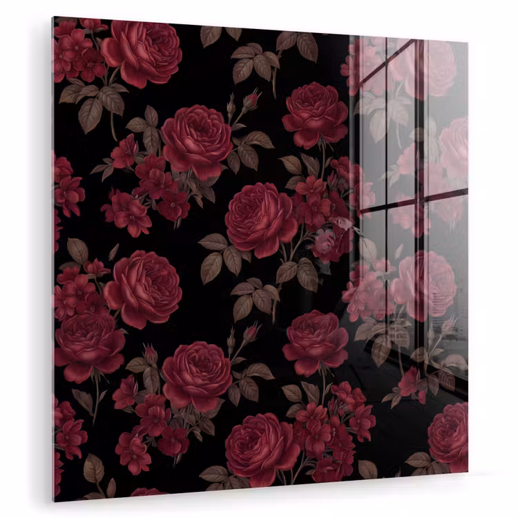 Bloemen - Roos - Patroon - Klassiek - Rood plexiglas 5mm klein -zzzproduct_nieuw
