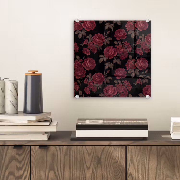 Bloemen - Roos - Patroon - Klassiek - Rood plexiglas 5mm klein -sfeer1