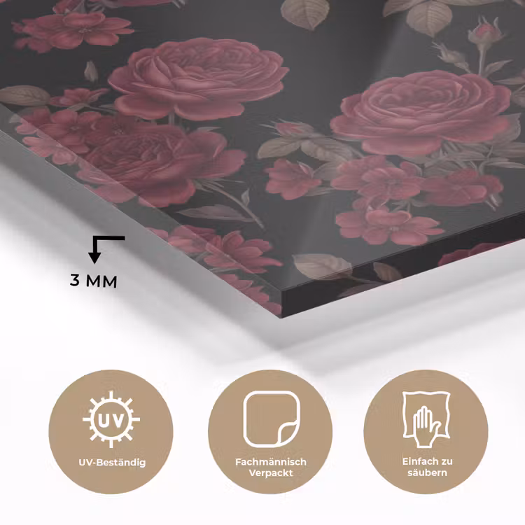 Bloemen - Roos - Patroon - Klassiek - Rood plexiglas 5mm klein -wsfeer2_DE