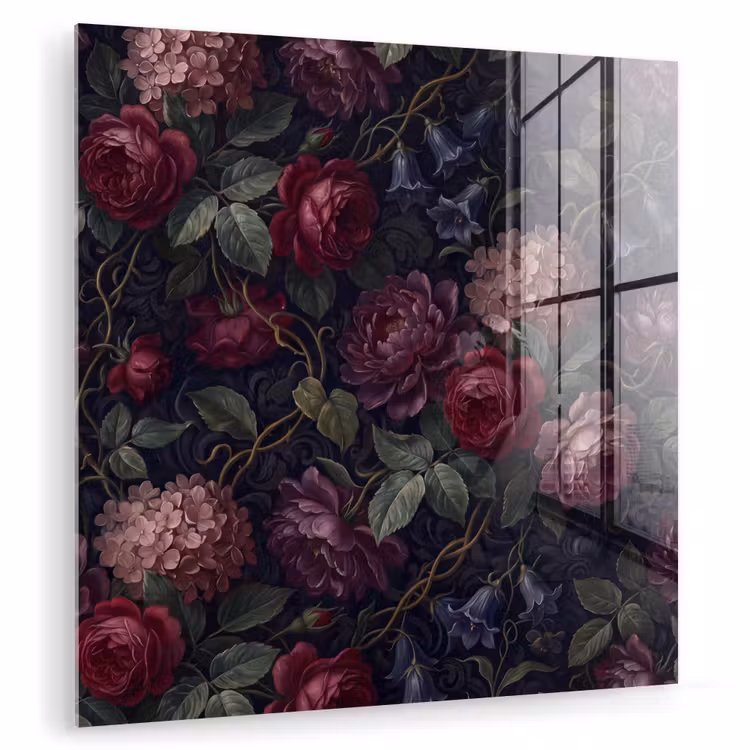 Bloemen - Rood - Klassiek - Donker - Patroon plexiglas 5mm klein -zzzproduct_nieuw