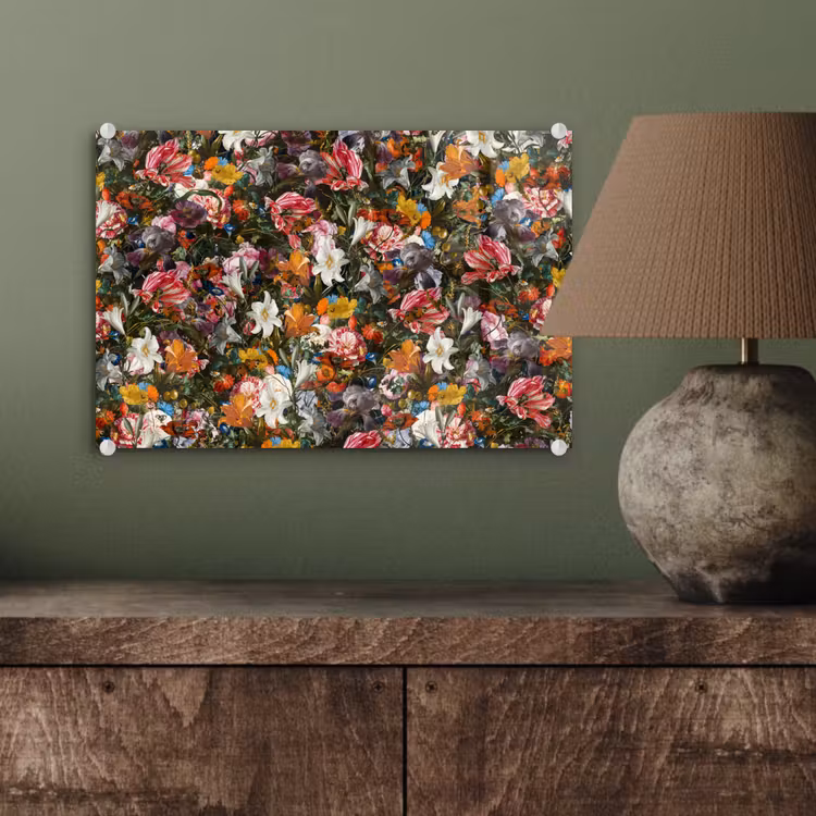 Bloemen - Vlinder - Design - Kunst - Abstract - Schilderij - Oude meesters plexiglas 5mm klein -sfeer3