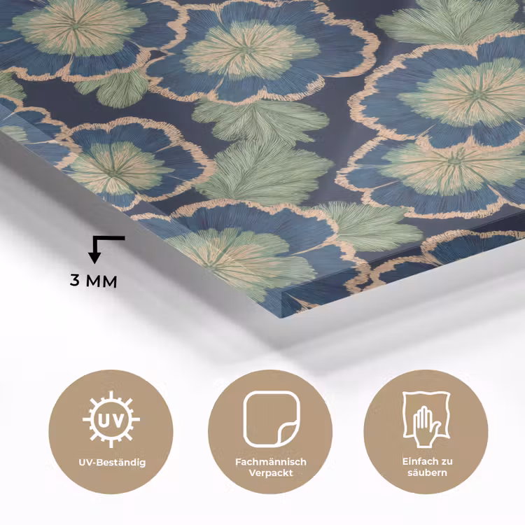 Bloemen - Borduurwerk - Patroon - Blauw - Groen plexiglas 5mm klein 11 -wsfeer2_DE