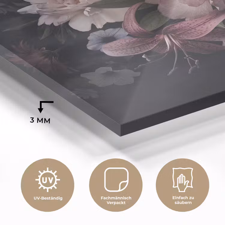 Bloemen - Vintage - Pastel - Zwart - Boeket plexiglas 5mm klein -wsfeer2_DE