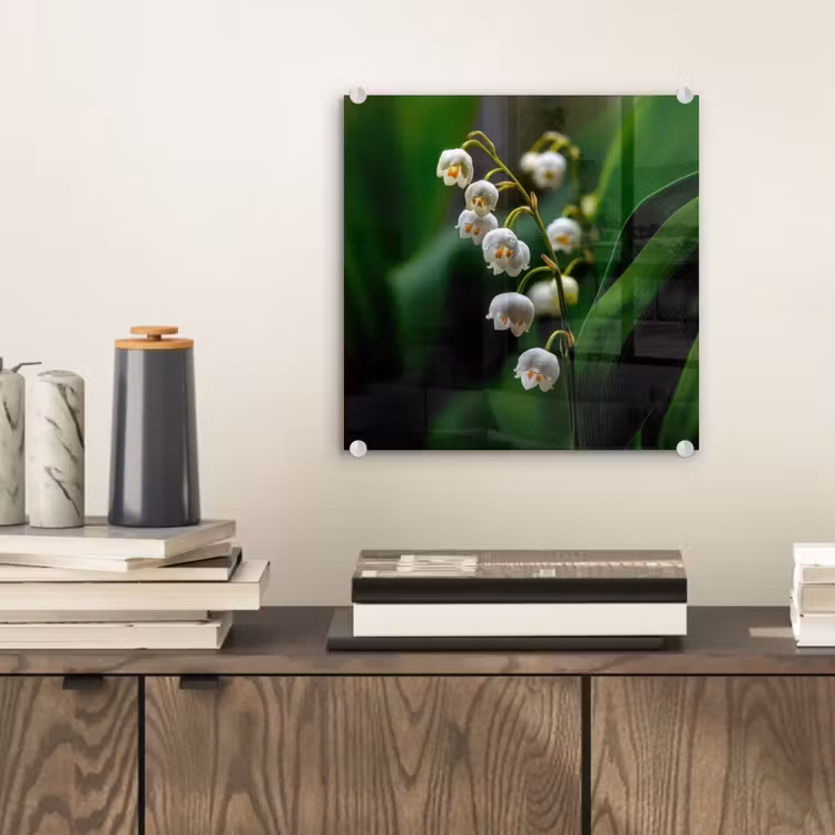 Bloemen - Wit - Bladeren - Lelietjes plexiglas 5mm klein -sfeer1