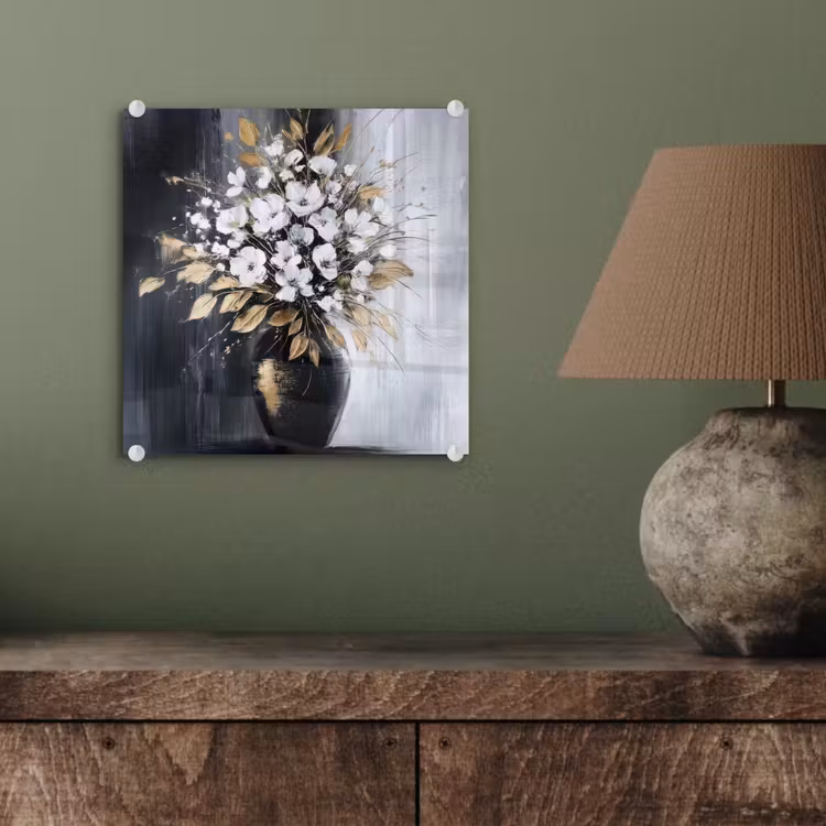 Bloemen - Wit - Vaas - Abstract plexiglas 5mm klein -sfeer3
