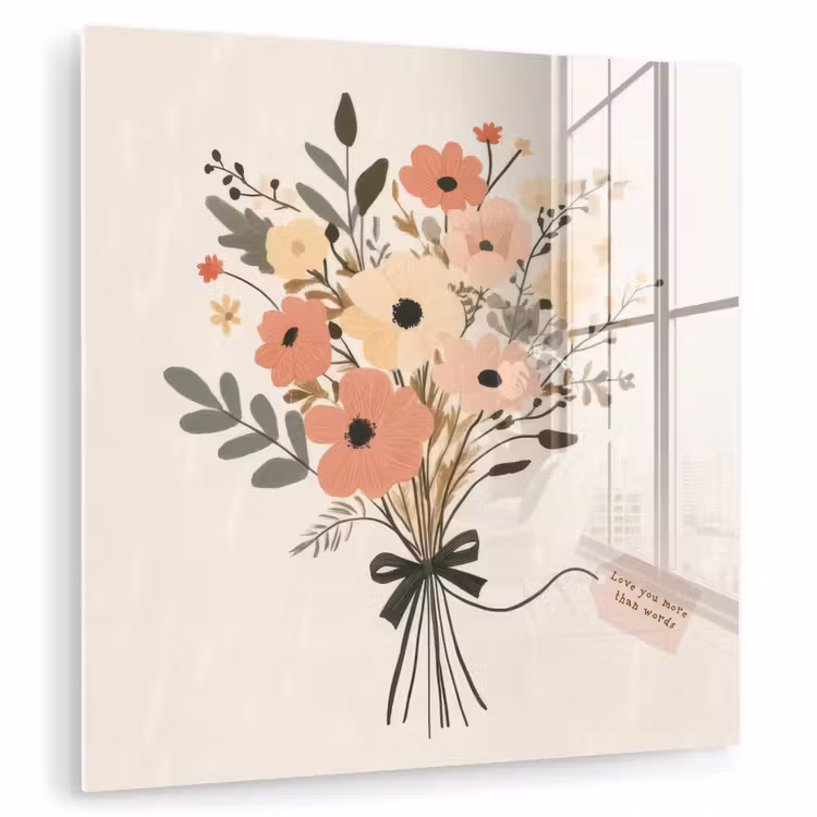 Bloemen - Quote - Beige - Lint plexiglas 5mm klein -zzzproduct_nieuw