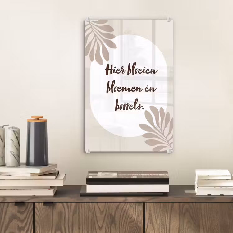 Bloemen - Quote - Zomer - Beige plexiglas 5mm klein -sfeer1