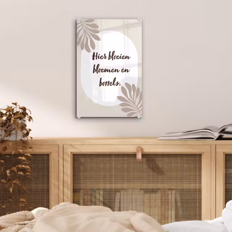 Bloemen - Quote - Zomer - Beige plexiglas 5mm klein -sfeer4