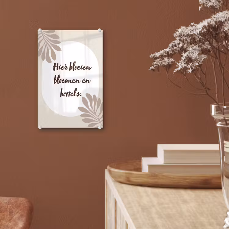 Bloemen - Quote - Zomer - Beige plexiglas 5mm klein -sfeer5
