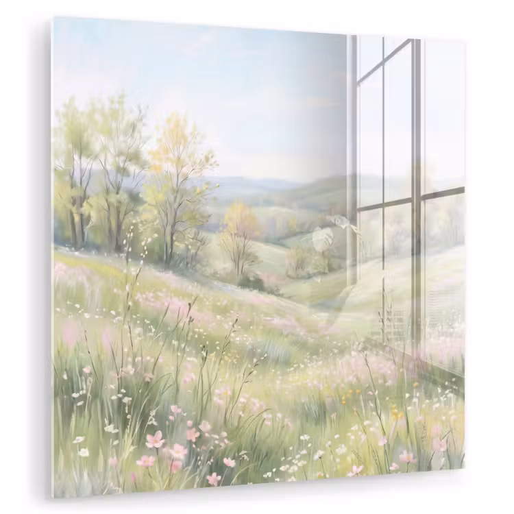 Bloemen veld - Bloemen - Groen plexiglas 5mm klein -zzzproduct_nieuw