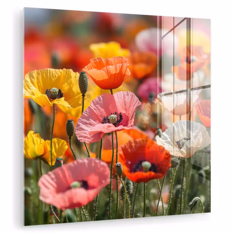 Bloemenveld - Klaprozen - Kleurrijk plexiglas 5mm klein -zzzproduct_nieuw