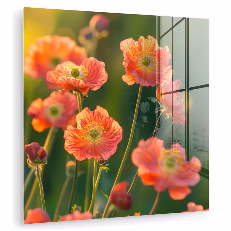 Bloemenveld - Zonnestralen - Oranje plexiglas 5mm klein -zzzproduct_nieuw