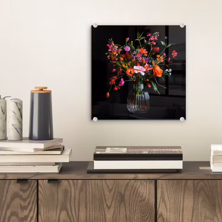 Boeket - Veldbloemen - Vaas plexiglas 5mm klein -sfeer1