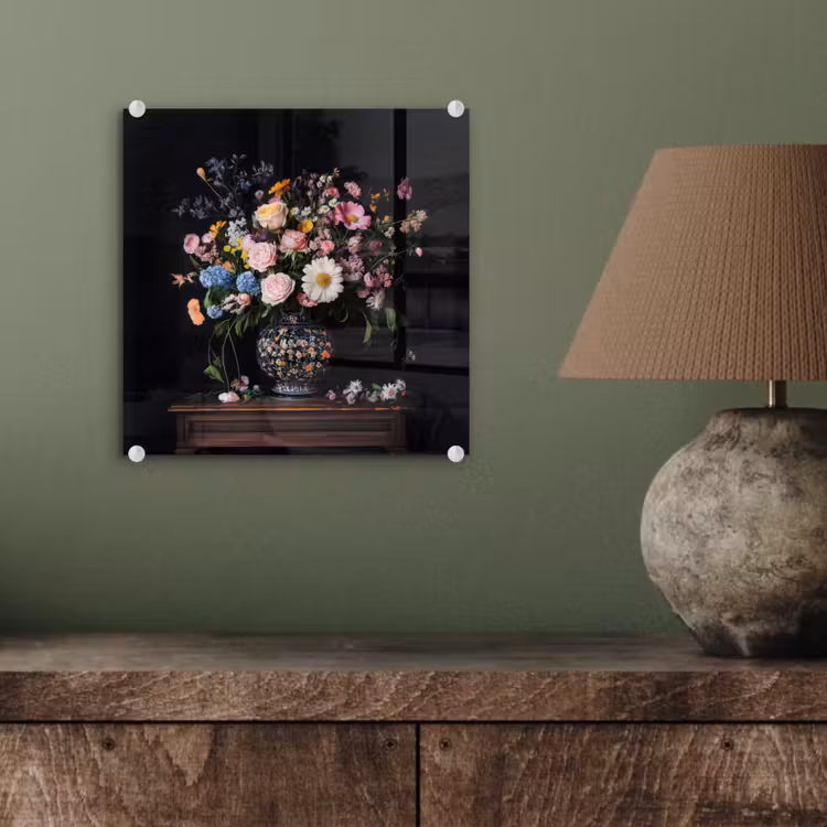 Bloemenvaas - Hout - Bloemen - Boeket plexiglas 5mm klein -sfeer3