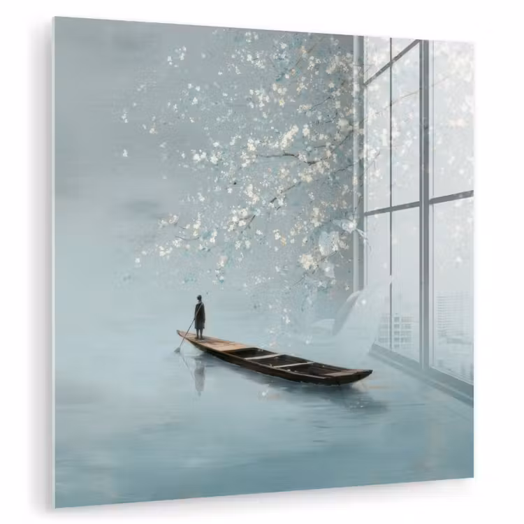 Bloesems - Minimalistisch - Wateroppervlak - Boot plexiglas 5mm klein -zzzproduct_nieuw