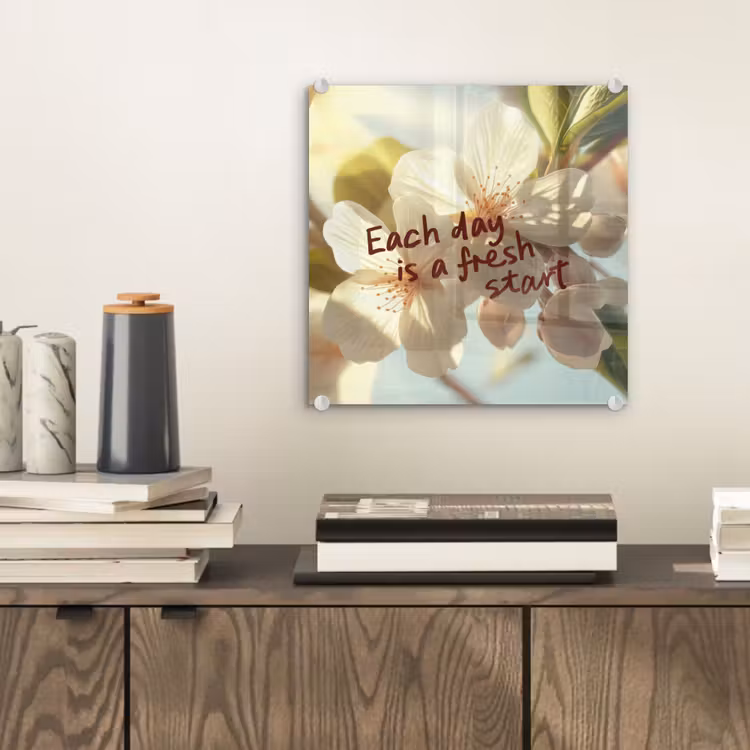 Bloesems - Zonlicht - Quote - Wit plexiglas 5mm klein -sfeer1