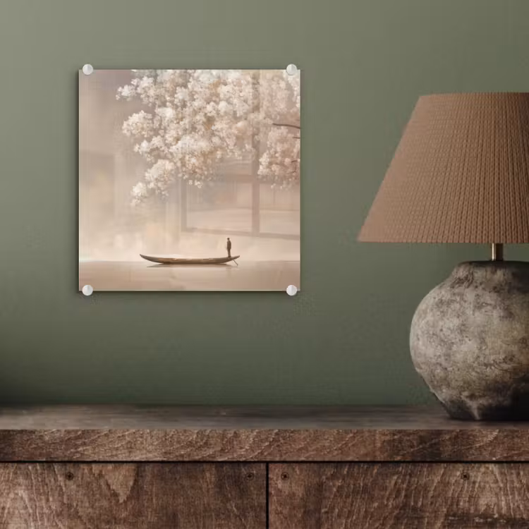 Bloesems - Wit - Boot - Minimalistisch plexiglas 5mm klein -sfeer3