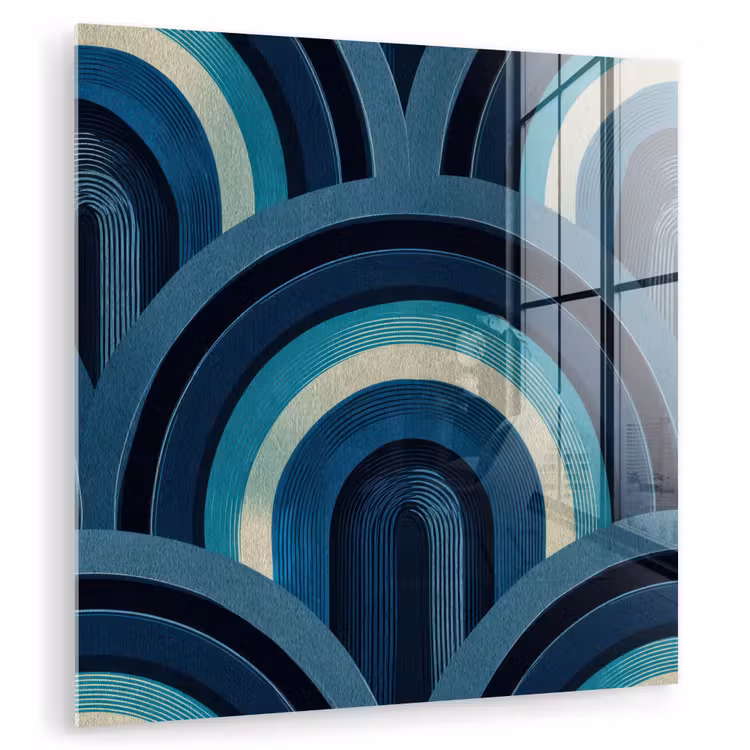Bogen - Geometrisch - Patroon - Blauw - Retro plexiglas 5mm klein 11 -zzzproduct_nieuw