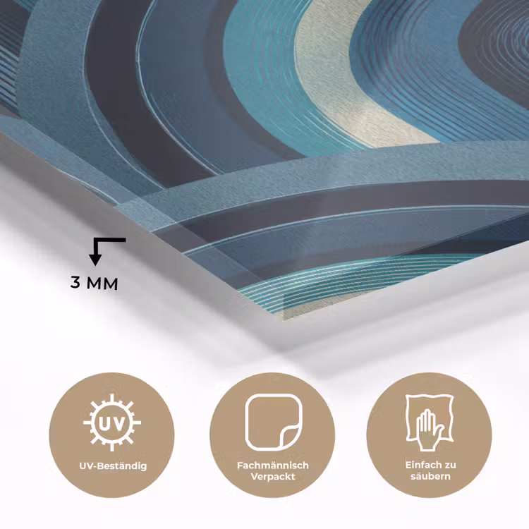 Bogen - Geometrisch - Patroon - Blauw - Retro plexiglas 5mm klein 11 -wsfeer2_DE