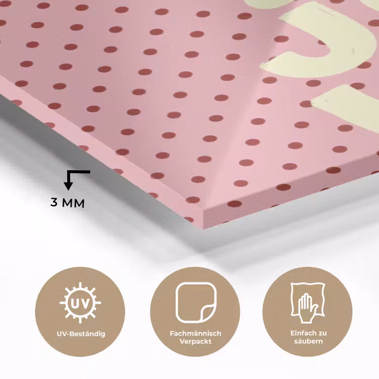 Bonjour - Stippen - Roze- Geel plexiglas 5mm klein -wsfeer2_DE