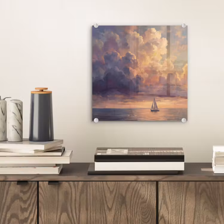 Boot - Zonsondergang - Zee - Natuur - Goud plexiglas 5mm klein -sfeer1